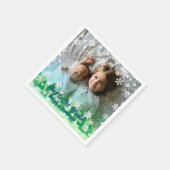 Weihnachtsbäume Weiße Schneeflocken Freude an der Serviette (Ecke)