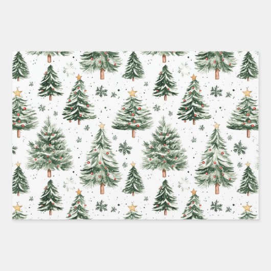 Weihnachtsbaume Whimsical Geschenkpapier Set (Vorderseite)