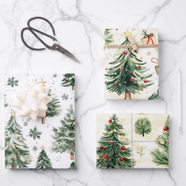 Weihnachtsbaume Whimsical Geschenkpapier Set