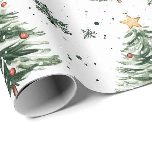 Weihnachtsbaume Whimsikisches Muster Geschenkpapier (Rolleneckpunkt)