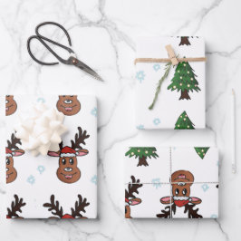 Weihnachtsbäume Winterrennen Weihnachtsschneeflock Geschenkpapier Set