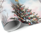 Weihnachtsbäume Winterschneelandschaft Geschenkpapier (Rolleneckpunkt)