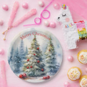 Weihnachtsbäume Winterschneelandschaft Pappteller (Party)
