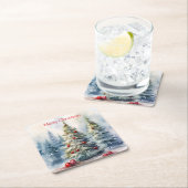 Weihnachtsbäume Winterschneelandschaft Rechteckiger Pappuntersetzer (Vor Ort)