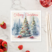 Weihnachtsbäume Winterschneelandschaft Serviette (Beispiel)