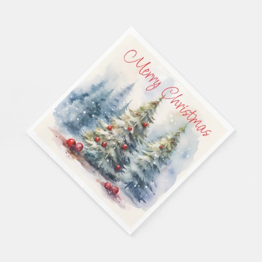 Weihnachtsbäume Winterschneelandschaft Serviette (Ecke)