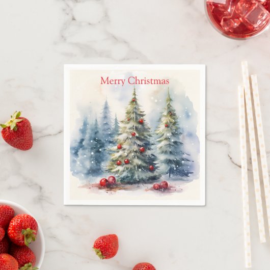 Weihnachtsbäume Winterschneelandschaft Serviette (Beispiel)