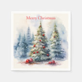 Weihnachtsbäume Winterschneelandschaft Serviette (Vorderseite)