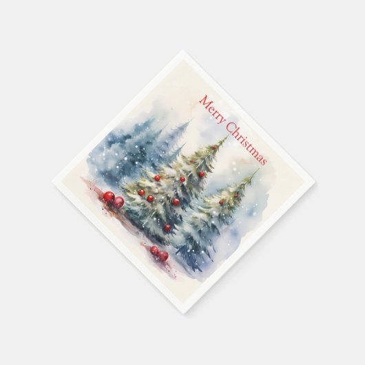 Weihnachtsbäume Winterschneelandschaft Serviette (Ecke)