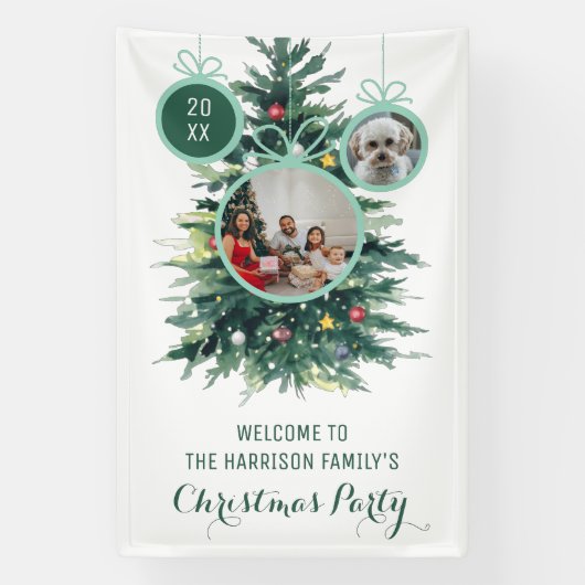 Weihnachtsbäume Xmas Bälle formen zwei Fotos Banner (Vertikal)