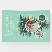 Weihnachtsbäume Xmas Bälle formen zwei Fotos grün Banner (Horizontal)