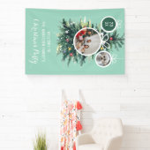 Weihnachtsbäume Xmas Bälle formen zwei Fotos grün Banner (InSitu)