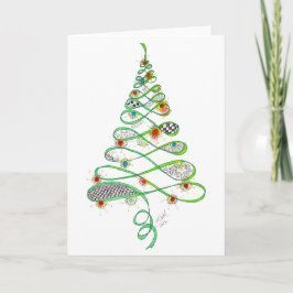 Weihnachtsbäume Zeichnend - Whimsical Feiertagskarte