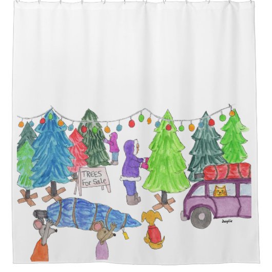 Weihnachtsbäume zu verkaufen duschvorhang (Vorderseite)