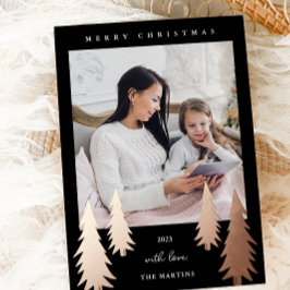 Weihnachtsbäume zwei Foto Schwarz Folien Feiertagskarte