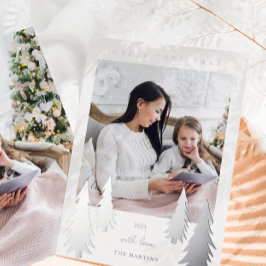 Weihnachtsbäume zwei Fotos Folien Feiertagskarte