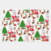Weihnachtsbaumelfen Weihnachtsmann Rentiergeschenk Geschenkpapier Set (Vorderseite)