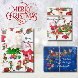 Weihnachtsbaumelfen Weihnachtsmann Rentiergeschenk Geschenkpapier Set