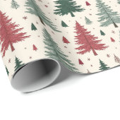 Weihnachtsbaumen auf Creme Geschenkpapier (Rolleneckpunkt)