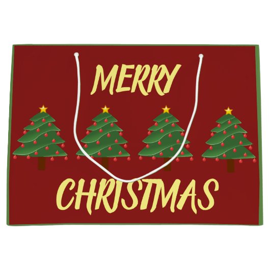 Weihnachtsbaumen auf der Red Gift Bag Große Geschenktüte (Vorderseite)