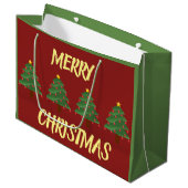 Weihnachtsbaumen auf der Red Gift Bag Große Geschenktüte (Vorderseite Schrägansicht)