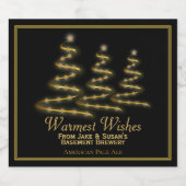 Weihnachtsbaumen aus festlichem Gold - Warmste Wün Bierflaschenetikett (Einzelnes Label)