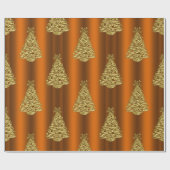 Weihnachtsbaumen aus Gold auf Metallic Orange Geschenkpapier (Flach)