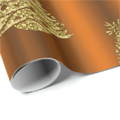 Weihnachtsbaumen aus Gold auf Metallic Orange Geschenkpapier (Rolleneckpunkt)