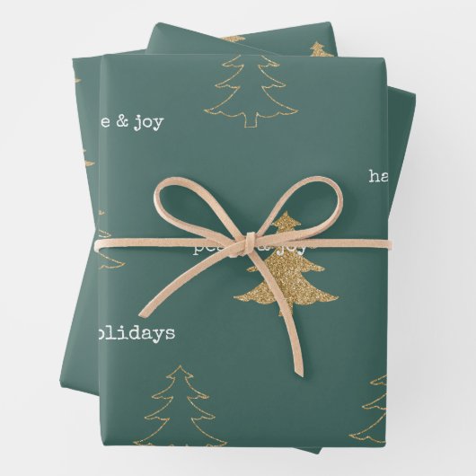 Weihnachtsbaumen aus Gold Glitzer Zitate für Pine Geschenkpapier Set (Beispiel)