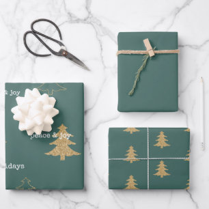 Weihnachtsbaumen aus Gold Glitzer Zitate für Pine Geschenkpapier Set