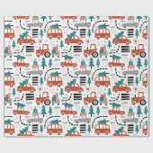 Weihnachtsbaumen Autos Rennwagen Winterferien Geschenkpapier (Flach)