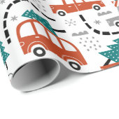Weihnachtsbaumen Autos Rennwagen Winterferien Geschenkpapier (Rolleneckpunkt)