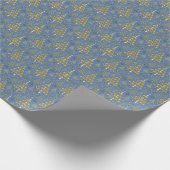 Weihnachtsbaumen Blau mit Gold Foil Erscheinung Geschenkpapier (Ecke)