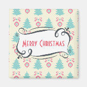 Weihnachtsbaumen, Bögen & Baubles Muster Magnet (Vorne)
