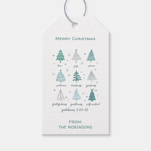 Weihnachtsbaumen Boho Minimal Scripture Geschenkanhänger (Vorderseite)