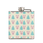 Weihnachtsbaumen, Bows & Baubles Retro Muster Flachmann (Rückseite)