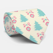 Weihnachtsbaumen, Bows & Baubles Retro Muster Krawatte (Gerollt)