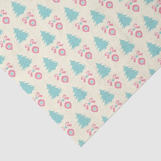 Weihnachtsbaumen, Bows & Baubles Retro Muster Seidenpapier (Ausschnitt)
