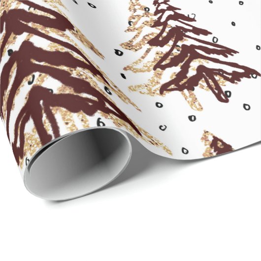 Weihnachtsbaumen Burgund und Gold Geschenkpapier (Rolleneckpunkt)
