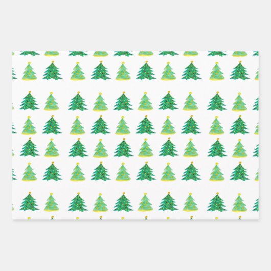 Weihnachtsbaumen Design Wrapping Paper Sheets Geschenkpapier Set (Vorderseite 2)