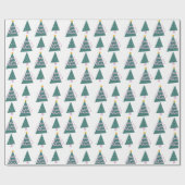Weihnachtsbaumen Doodles Rosa Grün Geschenkpapier (Flach)