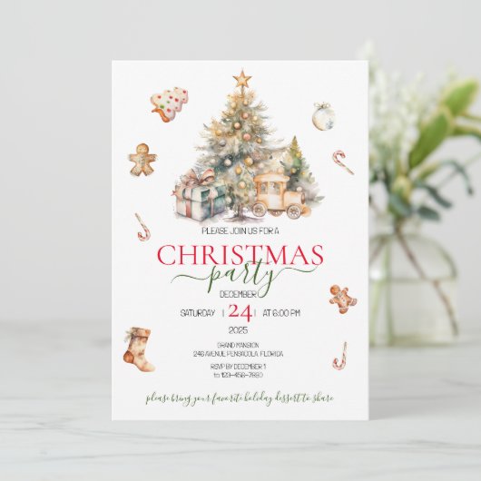 Weihnachtsbaumen Einladung (Stehend Vorderseite)