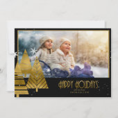 Weihnachtsbaumen Fotovorlage Gold ID863 Einladung (Vorderseite)