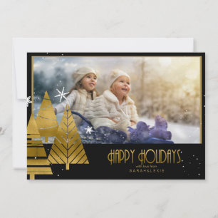Weihnachtsbaumen Fotovorlage Gold ID863 Einladung