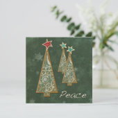 Weihnachtsbaumen - Frieden/Grün Einladung (Stehend Vorderseite)