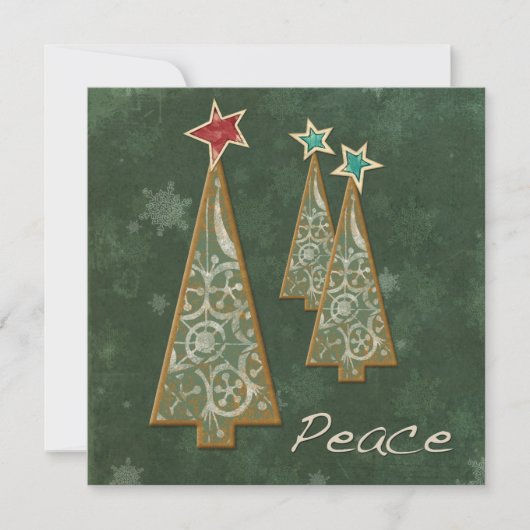 Weihnachtsbaumen - Frieden/Grün Einladung (Vorderseite)