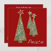 Weihnachtsbaumen - Frieden/Rot Einladung (Vorne/Hinten)