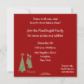 Weihnachtsbaumen - Frieden/Rot Einladung (Rückseite)