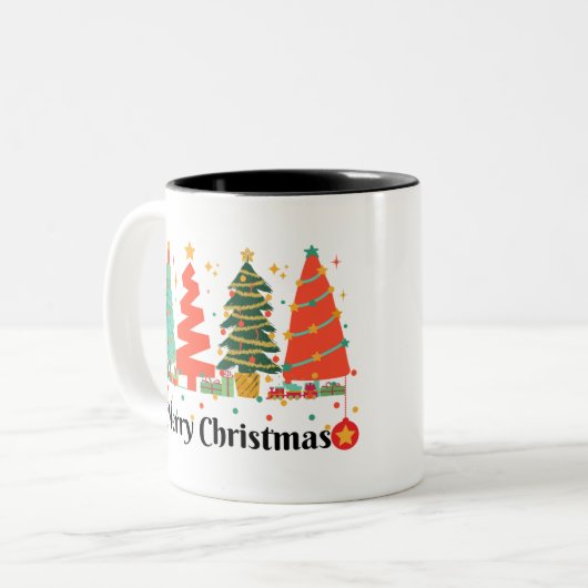 Weihnachtsbaumen frohe Weihnachten Zweifarbige Tasse (Vorderseite Links)