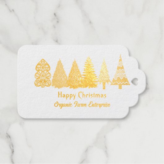 Weihnachtsbaumen für kleine Unternehmen Metallisch Geschenkanhänger (Vorderseite (Horizontal))